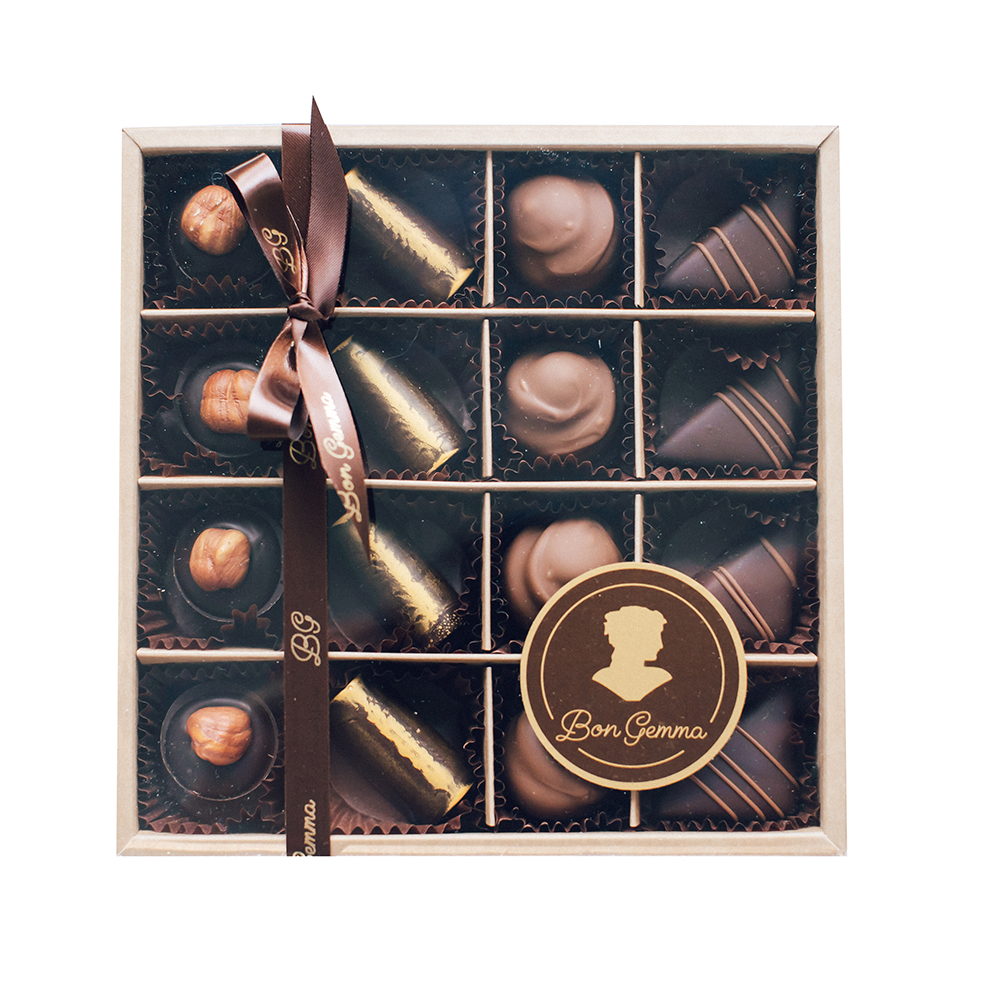 Набор «Gemma Goldy», 16 шт. Шоколадные конфеты ручной работы Bon Gemmа